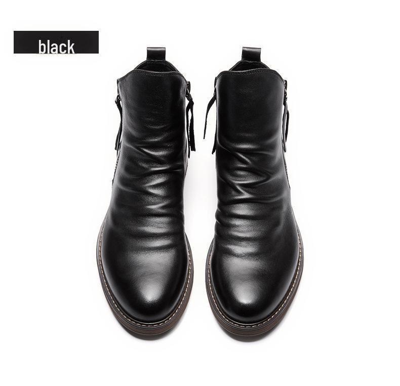 

Мужские кожаные ботинки Martin Tassel с двухсторонней молнией и нескользящей подошвой, доступны большие размеры. 45 чистый/чёрный