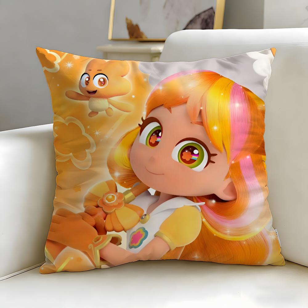 Classic Anime Rainbow Bubblegem Cushion Cover Soft EasyWash Pillow Case Versatile for Couch Bed Travel and Office