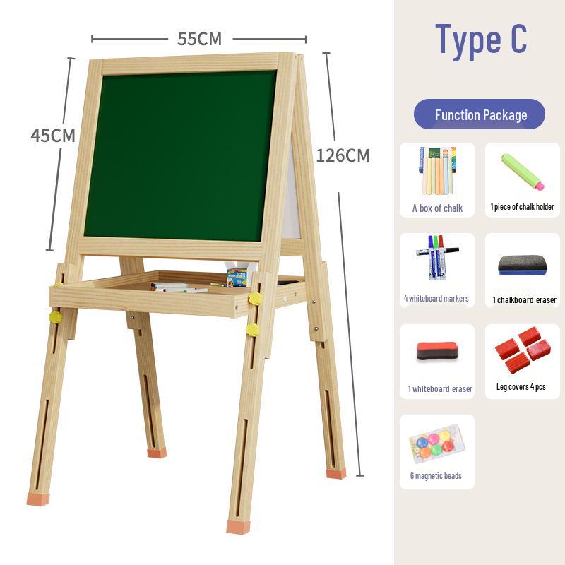Solid Wood Children's Erasable Chalkboard Easel for Writing & Drawing