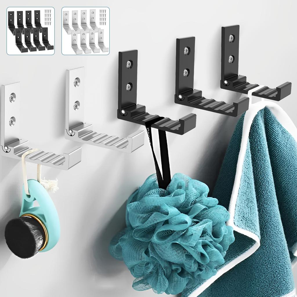 8Pcs Foldable Wall Hook Invisible Robe Towel Clothing Hooks Aluminium Bathroom Hanger Kitchen Wall Mounted Hook