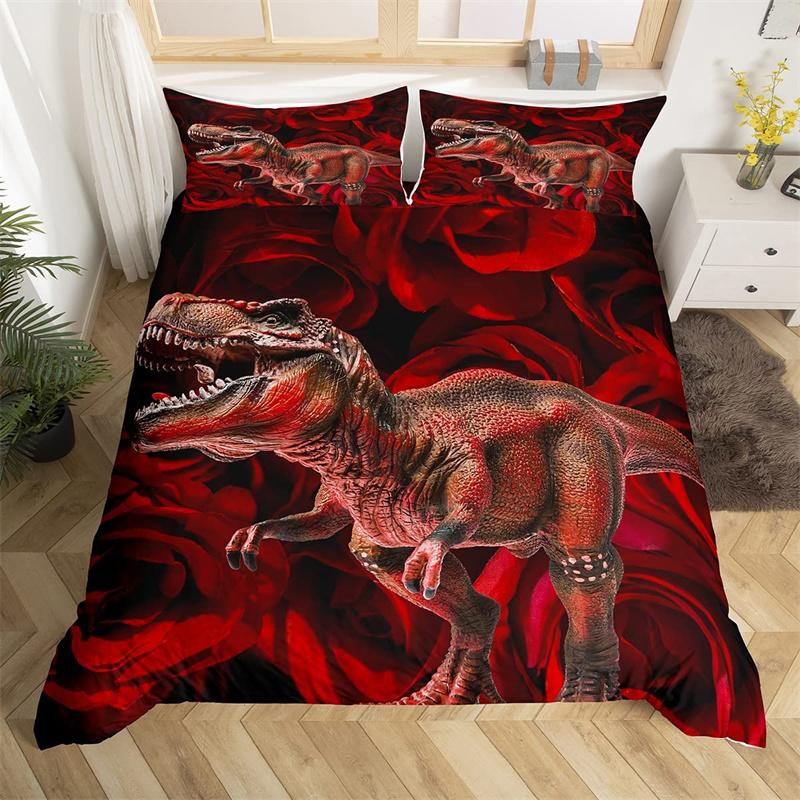 Hochlandkuh Bettwäsche-Set Bauernhoftier Bettbezug Einzelbett King Queen Rote Rose Deckenbezug Mikrofaser Romantische Florale Bettwäsche-Sets