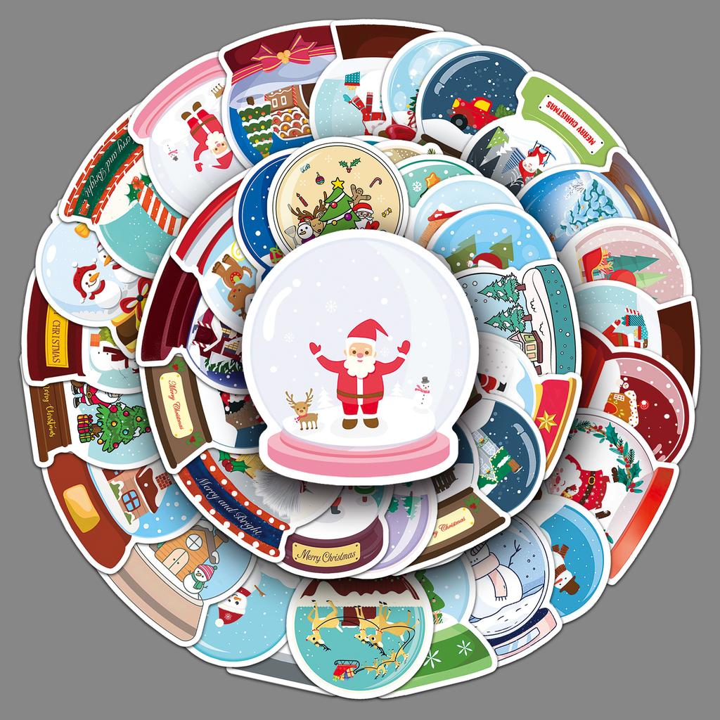 51 Christmas Doodle Stickers Personalized Cartoon Holiday Christmas Decoration Mobile Phone Case Suitcase Stickers