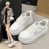 Little White Shoes Women's 2025 Spring and Autumn Models Round Head Thick Sole Wide Foot Bread Shoes Sports and Leisure Student Board Shoes Sports S