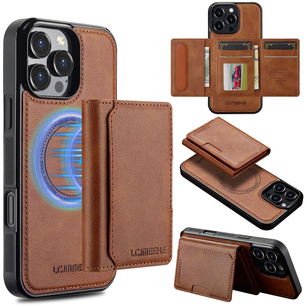 Compatible with iPhone 17 Pro magnetic card holder, 16 Plus protective case, 15 Max Apple two-in-one detachable phone case