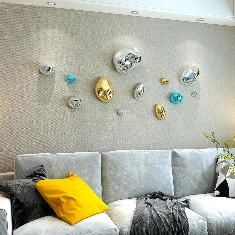 Wall Decoration Stone 3D Golden Stone Wall Background Display Plating Simulation Stone Pendant Wall Hanging Ornaments Room