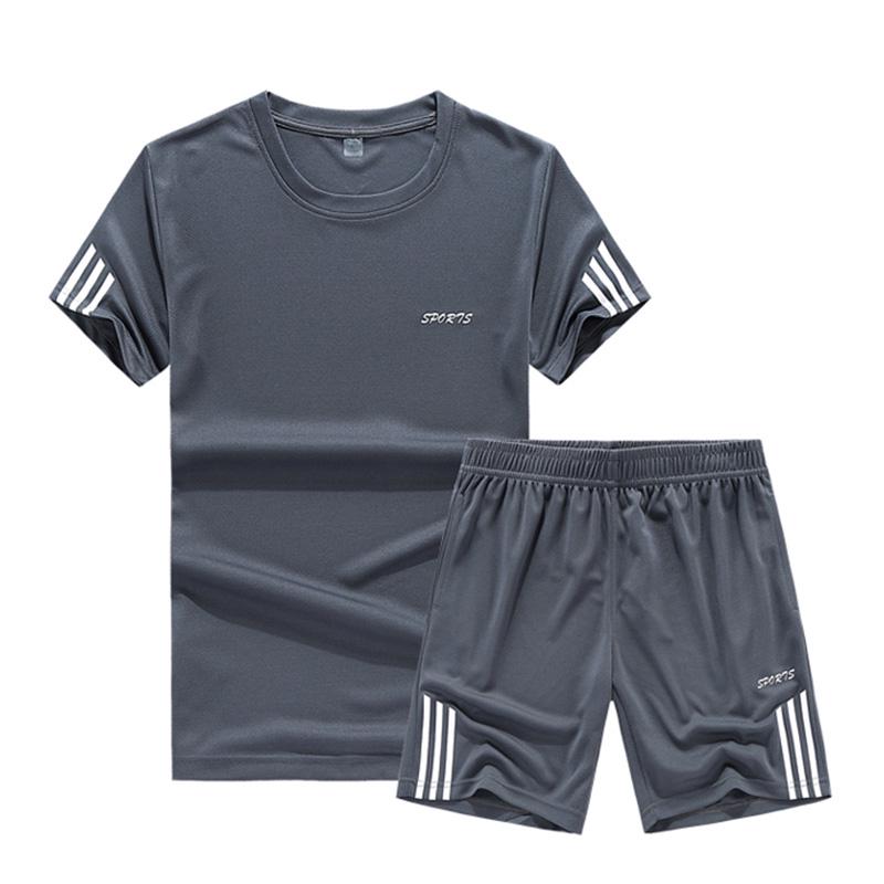 Summer Set Men Casual Two Pieces Suit Short Sleeve T-shirt & Shorts Sets Male Streetwear
