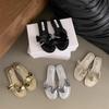 Flat-bottomed Beach Vacation One-word Pleated Slippers Internet Celebrity Popular Summer Flat-bottomed Ruffle Edge Fairy Wind Slippers