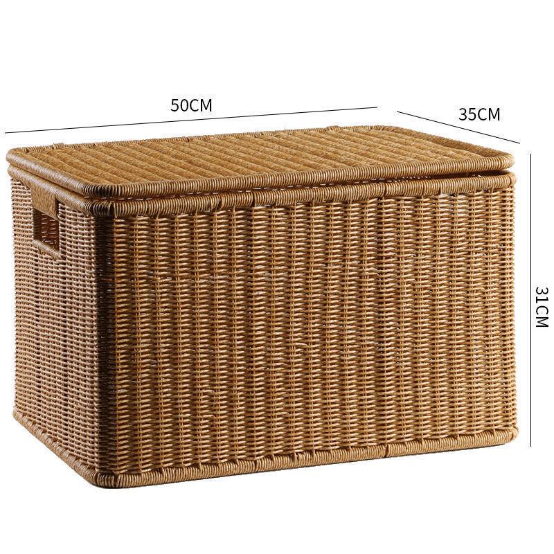 Extra großer Aufbewahrungskorb aus geflochtenem Rattanimitat mit Deckel für Kleidung