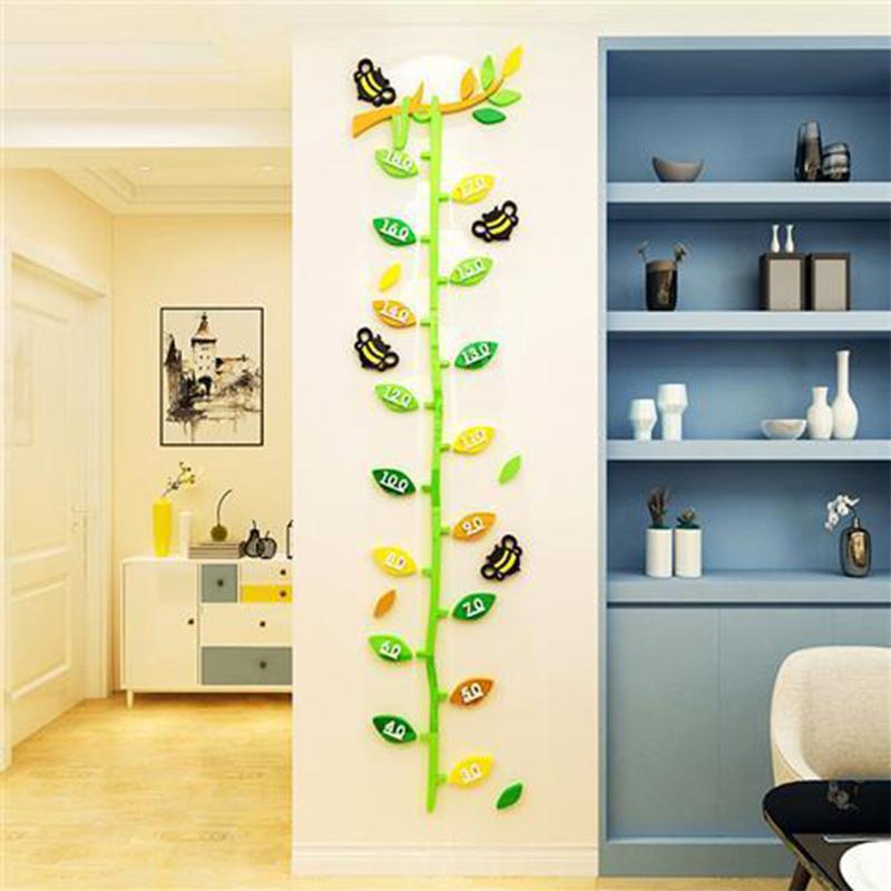 Adesivi per misurare l'altezza del bambino con motivo a cartoni animati stereo 3D, per la cameretta dei bambini, per la decorazione della parete dell'asilo, per la casa
