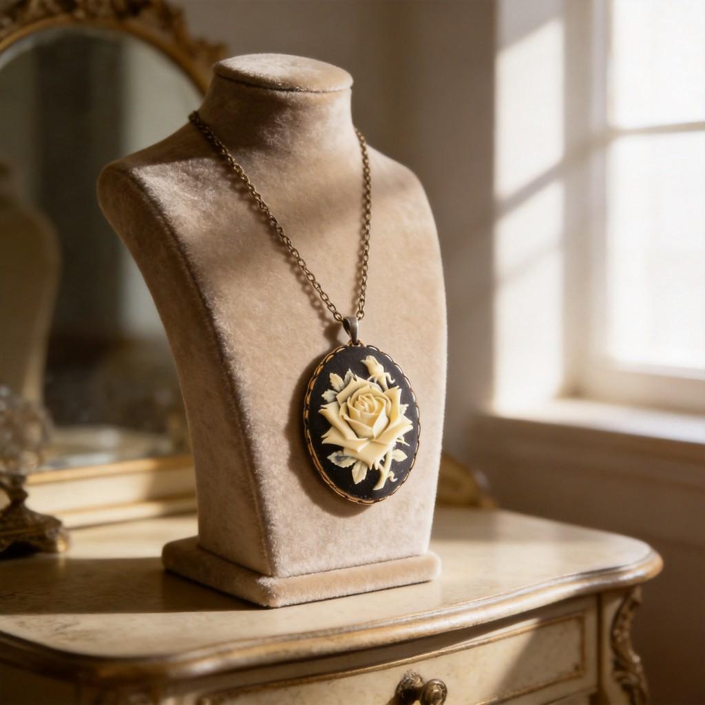 Vintage Black Rose Alloy Necklace With Cross Chain For Women Stylish Jewelry
