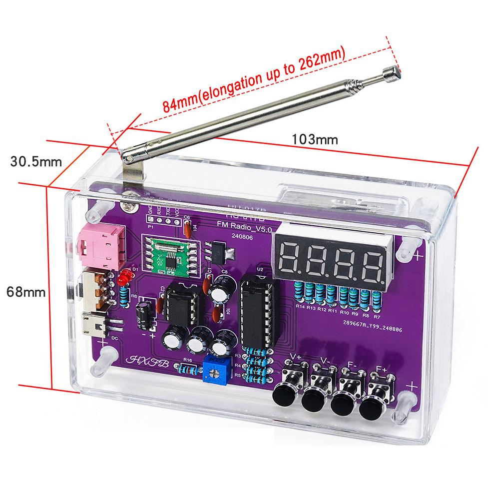 FM Radio Module DIY Kit with Clear Display and Custom Audio Settings