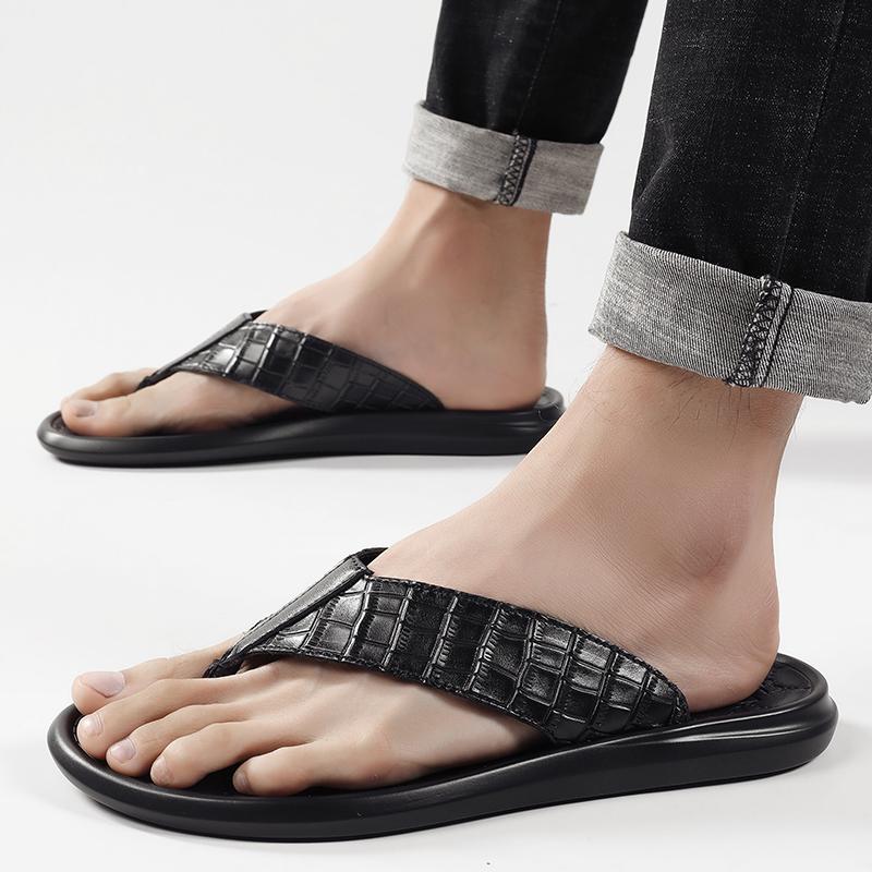 Men Summer Slide Sandals Simple PU Leather Slide Sandal Design Lightweight Beach Slippers Soft Sole Outdoor Casual Walking Shoes