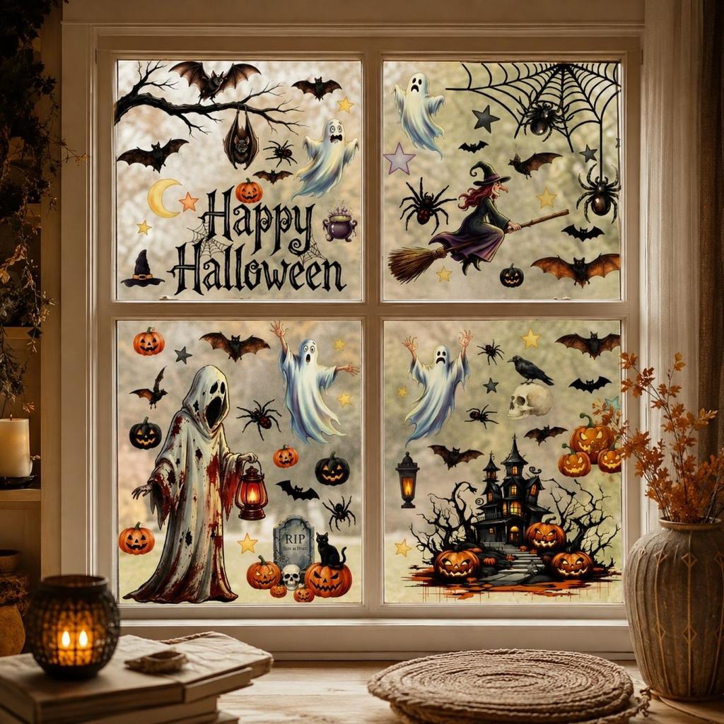 Halloween Static Cling Window Stickers for Glass and Doors Party Decoration