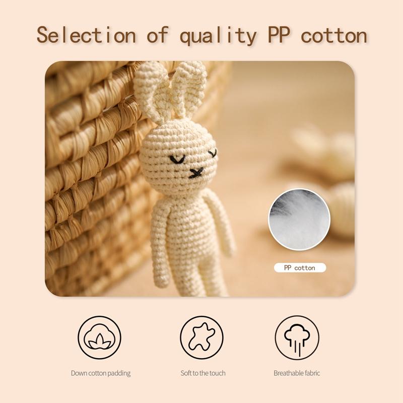 Baby Handmade Rabbit Toys Cute Crochet Bunny Doll Stuffed Cotton Toy Soothing Infant Sleeping Make Sound Birthday Gifts for Kids