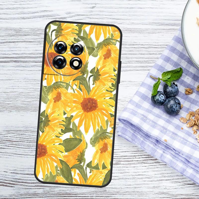 Sunflower  Floral Case For OnePlus Nord CE 5 2 3 4 Lite N20 N30 OnePlus 10T 13T 13R 12R 15R 10 11 12 13 15 Cover