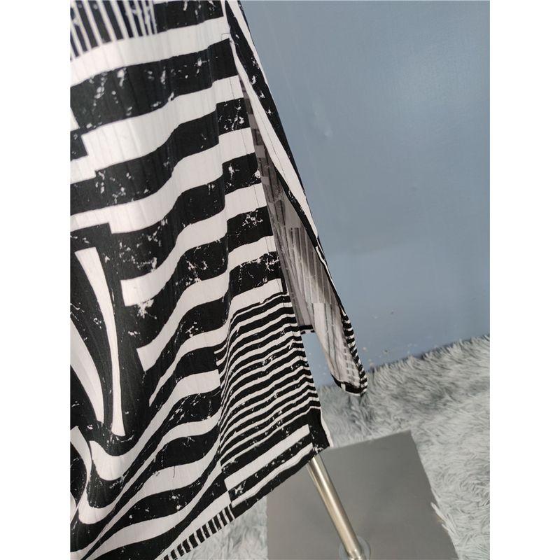 Foreign Trade Order 2025 Spring New High Waist Slimming Print A Word Dark Lines Sheath Slimming Skirt Plus Size