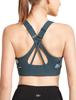 Yvette Sports No Front Cross Sweat Quick High Integrated Sports Gray Bra, Bounce, Opening, Back, Adjustable, Wicking, Drying, Sides, Cup, Non-Wired,