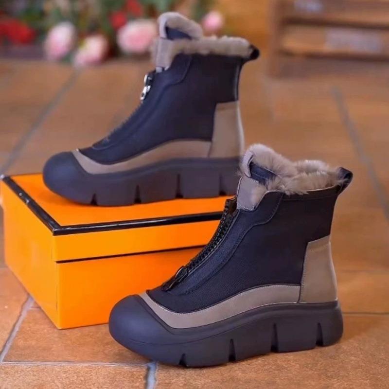 

Новый стиль женских сноубутсов с флисом и универсальные хлопковые ботинки на толстой подошве с противоскольжением 39