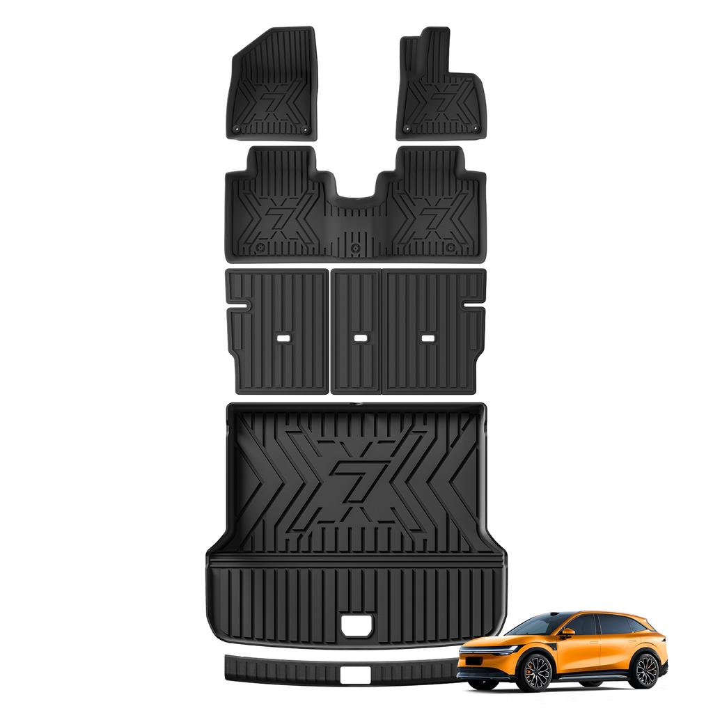 LUCKEASY Right Drive for Zeekr 7X RWD 2026 2025 (Not Fit AWD) All -Weather Floor Mats Seat Back Protector Storage Tray Black