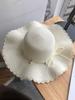 Summer Wide Brim Straw Hat With Lace Trim And Faux Pearl Decoration For Women