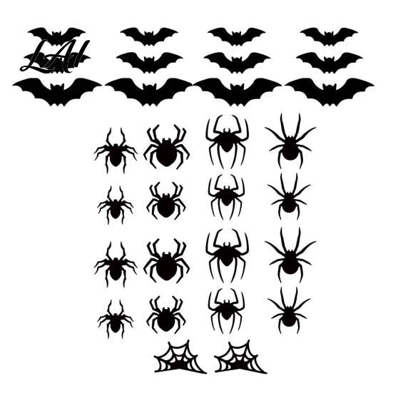 Removable Bat Window Clings Lighted 3D Bat/Spiders Wall Stickers for Halloween Decor PVC Decorative Bats Classroom Decals with LED Lights Indoor