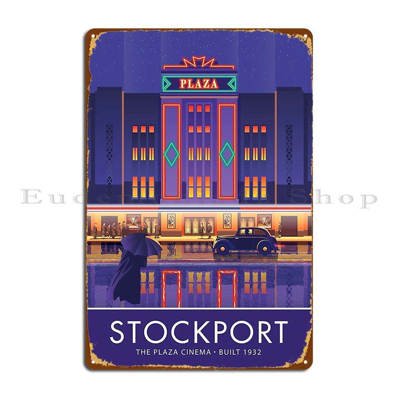 Stockport Plaza Cinema Metal Sign Wall Cave Cinema Mural Garage Character Tin Sign Poster 20X30CM
