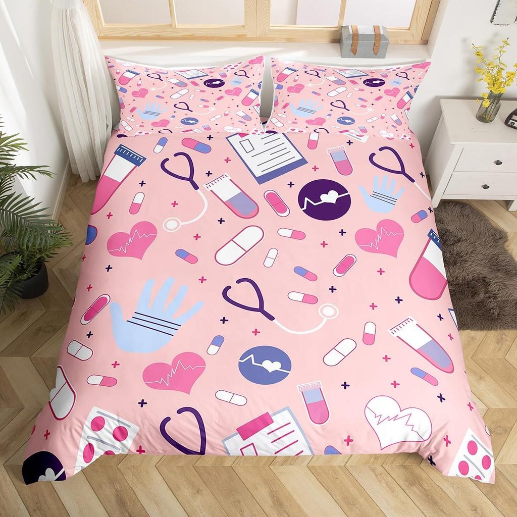 Duvet Covers For Want To Be Doctors Kids Teens Queen King Size Lightweight Down Room Decor 2 Pillowcases 1 Duvet Cover No Quilt