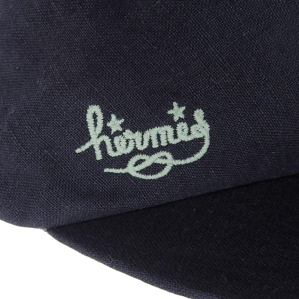 Great HERMES Casquette PAOLA Logo embroidery Check pattern lining Navy linen Women 57 Used