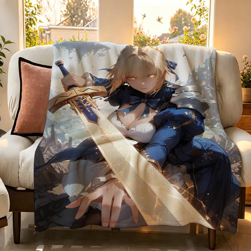 Game F Fate G Grand O Order  Flannel  Blanket Suitable for Sofa Living Room Bedroom