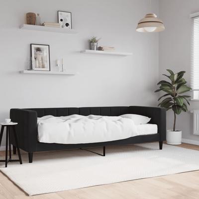 Vidaxl Sofa Z Materacem Do Spania, Czarna, 80X200 Cm, Aksamit