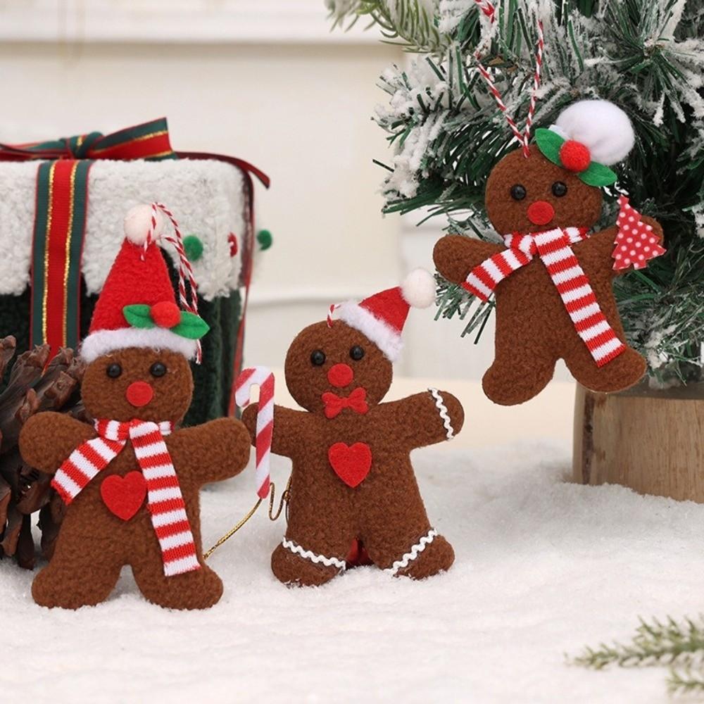 Fshion 3pcs Set Christmas Gingerbread Man Material Hanging Ornaments Christmas Tree Decorations Xmas Tree Decorations Christmas