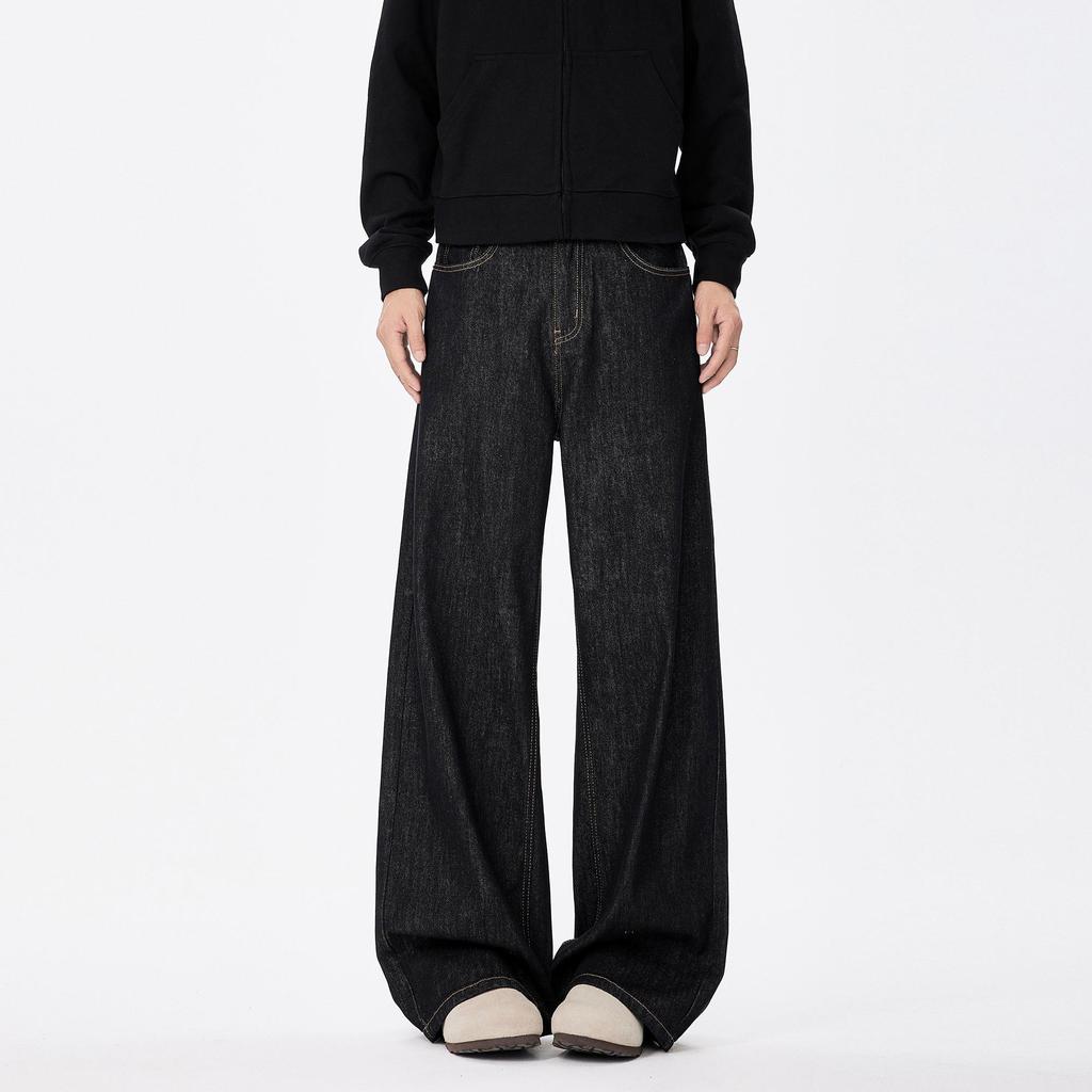 Men's American Retro Wide-Leg Jeans - Trendy, Loose-Fit, Straight Casual Trousers