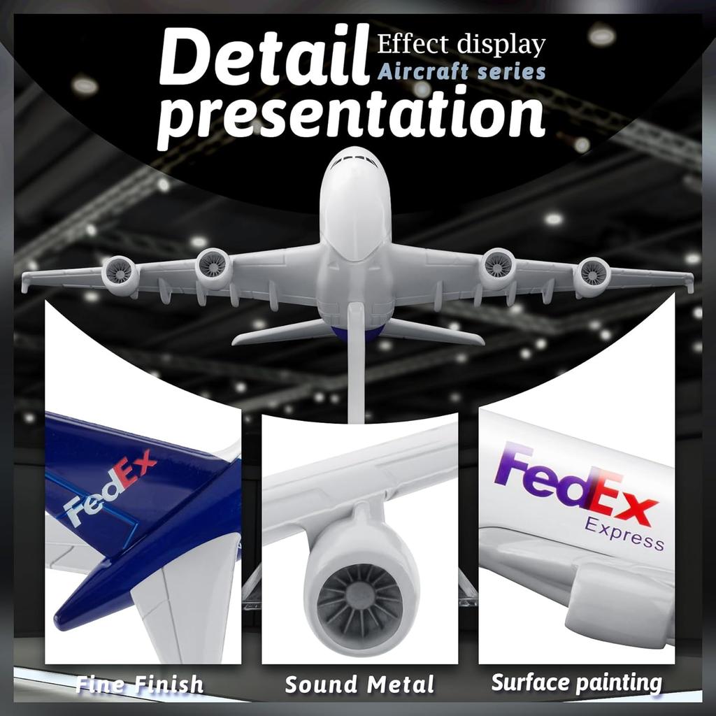 1/400 Replika Fedex Airways A380 Diecast Flugzeugmodell 16CM Kunststoffbasis Fahrwerk Legierung Spielzeug Flughafen Verkehrsflugzeug Dekoration
