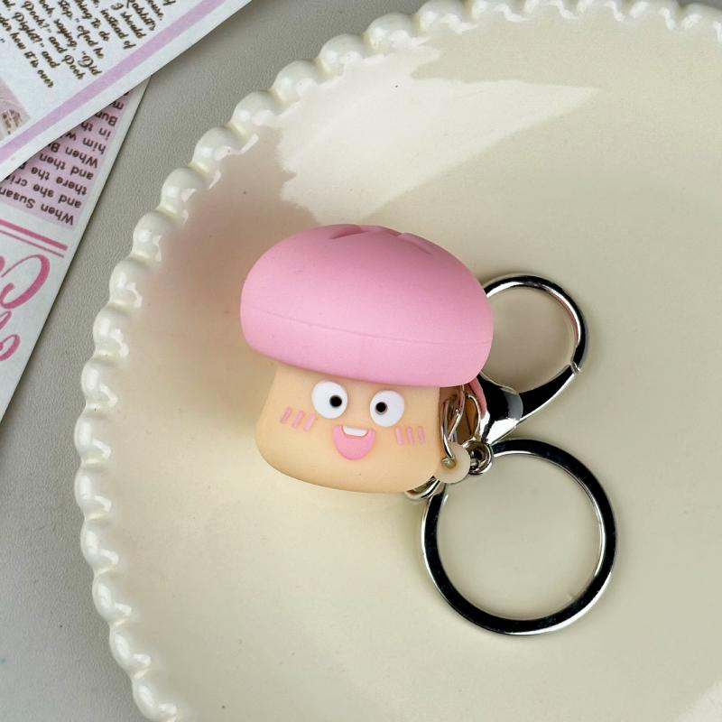 

1Pcs Mini Abstract Mushroom Button Keychain Stress Relief Clicker Pendant Decompression Keyring Backpack Hanging Decoration розовый