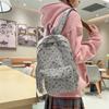 Women's Corduroy Backpack Large Capacity Bow Student Schoolbag