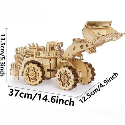 3D Wooden Puzzle for Adults Bulldozer Model Kit Educational STEM Toy Mechanical Engineering DIY Models Gift for Kids Birthday