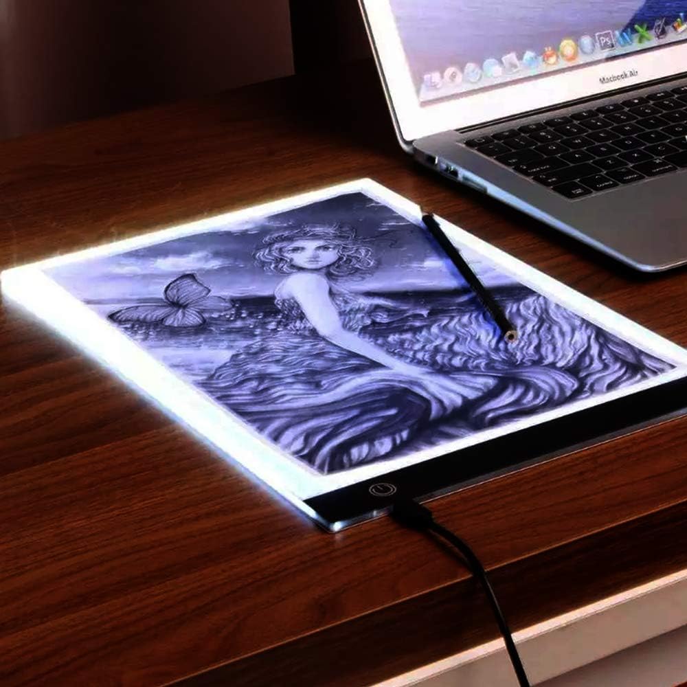 Light Box Drawing A4 LED Light Pad,Ultra-Thin Adjustable Brightness Light Box,Rechargeable Light Up Tracing Pad,Light Pad for Diamond Painting