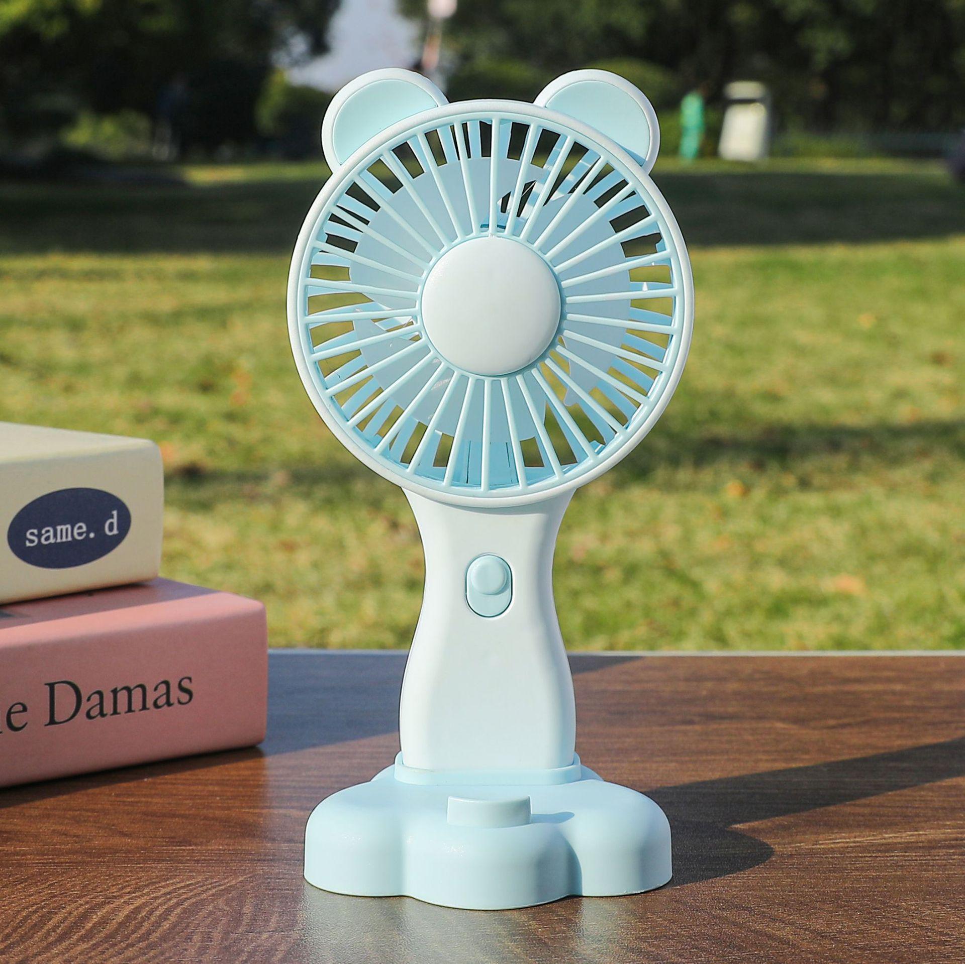 

Rechargeable Desktop USB Fan for Dorm Rooms - Cartoon Design with Base 8*4.8*15.5cm синій