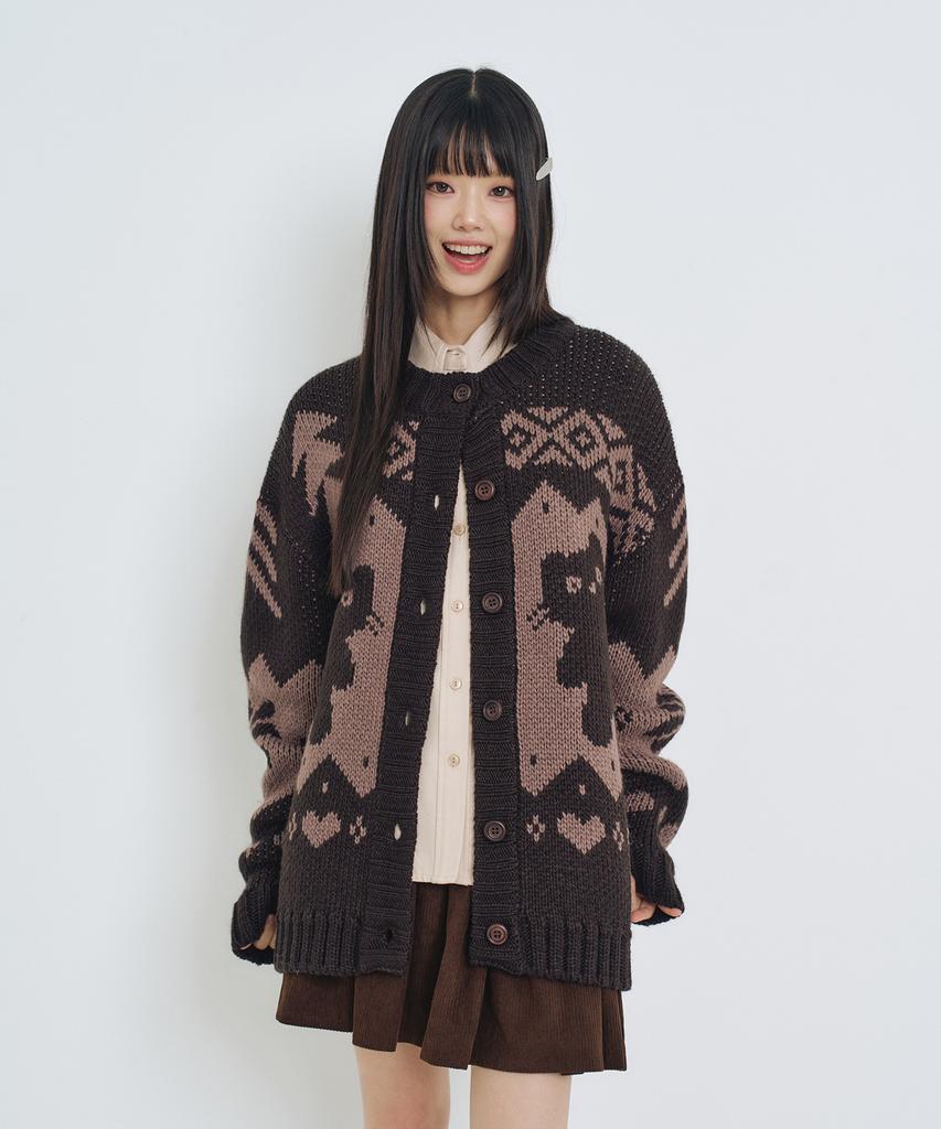 LMR Shangnony Heavy Nordic Cardigan Dark Brown