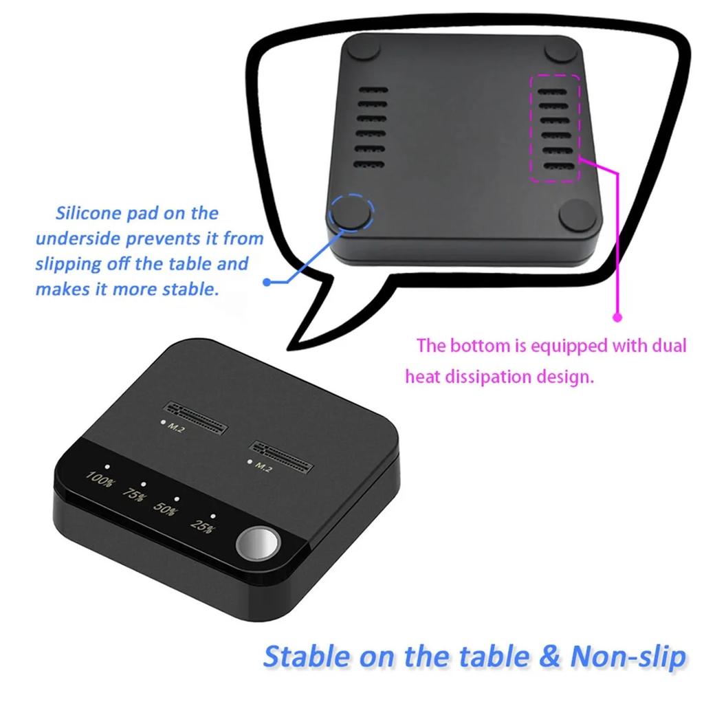 M.2 Serial ATA Duplicator Wide Compatibility 20Gbps Speed Support 16TB SSD Clone Dock Station USB C Powered for Game Upgrading