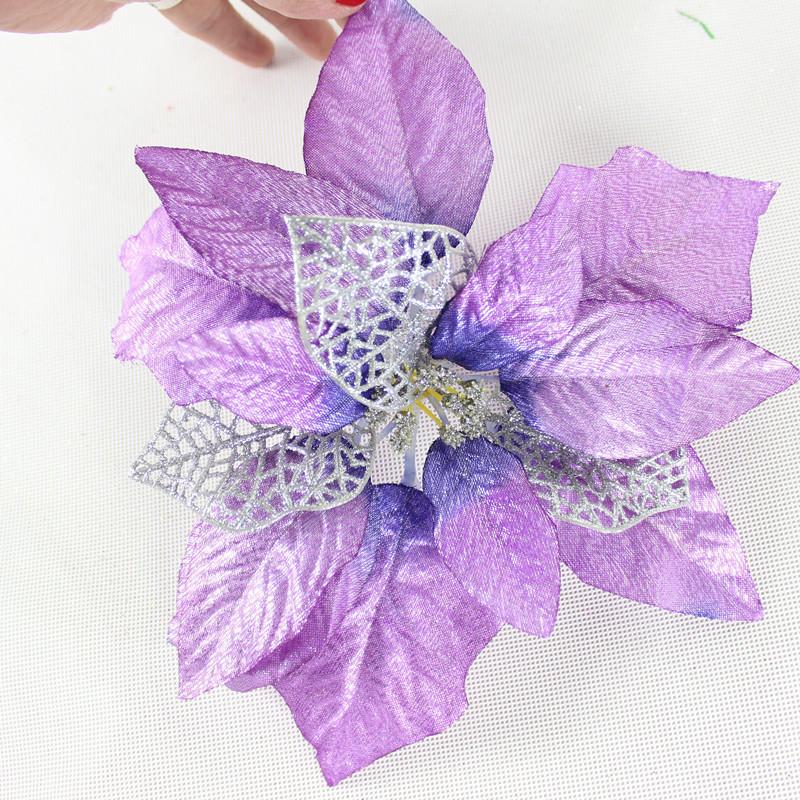 Eye-catching 20cm European Style Christmas Fabric Flowers For Seasonal Decor