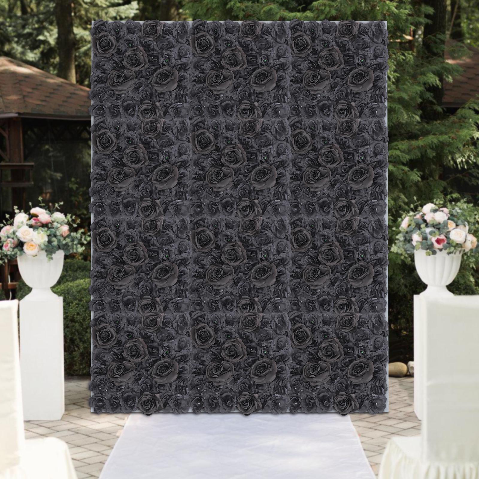 

12PCS Artificial Silk Cloth Flowers Decoration,Square Black Rose Flowers Wall Wall-Mounted 38*38cm for Indoor and Outdoor чорний