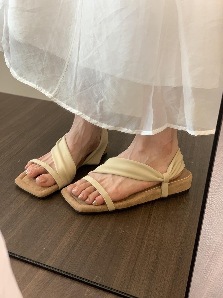 

Retro small red platform sandals female with skirt fairy vacation temperament shoes 40 абрикосовый