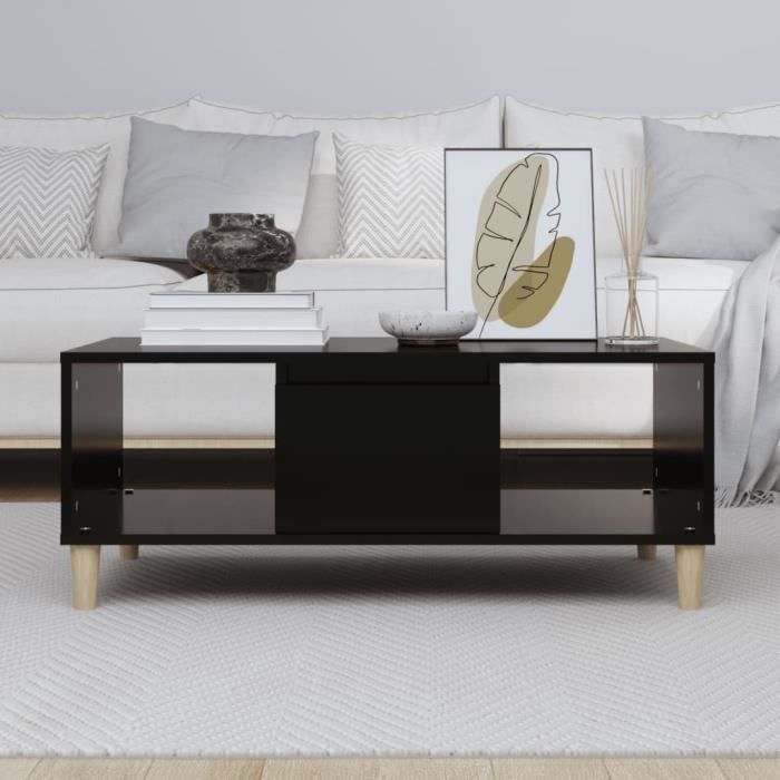821061 vidaXL Table basse Noir 90x50x36,5 cm Bois d'ingénierie
