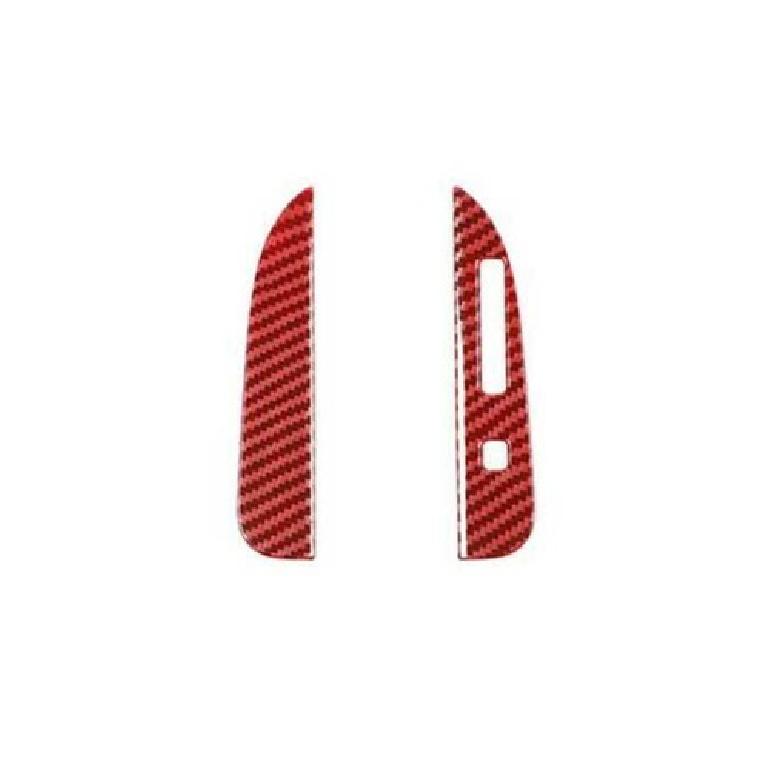 For Ford Mustang 15- Red Carbon Fiber Middle Console Gear Shift Frame 2PCS