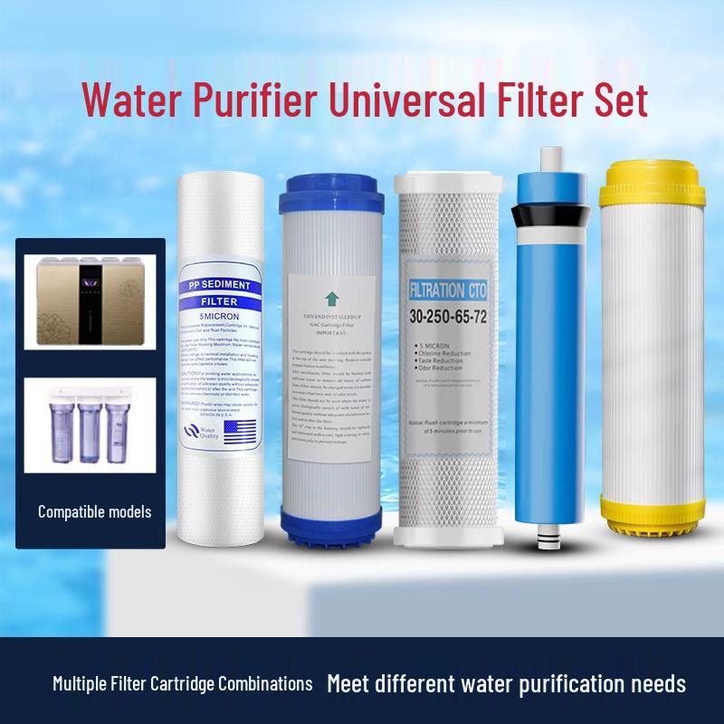 10-Inch Universal Water Purifier Filter: 3-Stage & 5-Stage Cartridge with PP Cotton, RO Membrane, Activated Carbon for Household Drinking Fountains