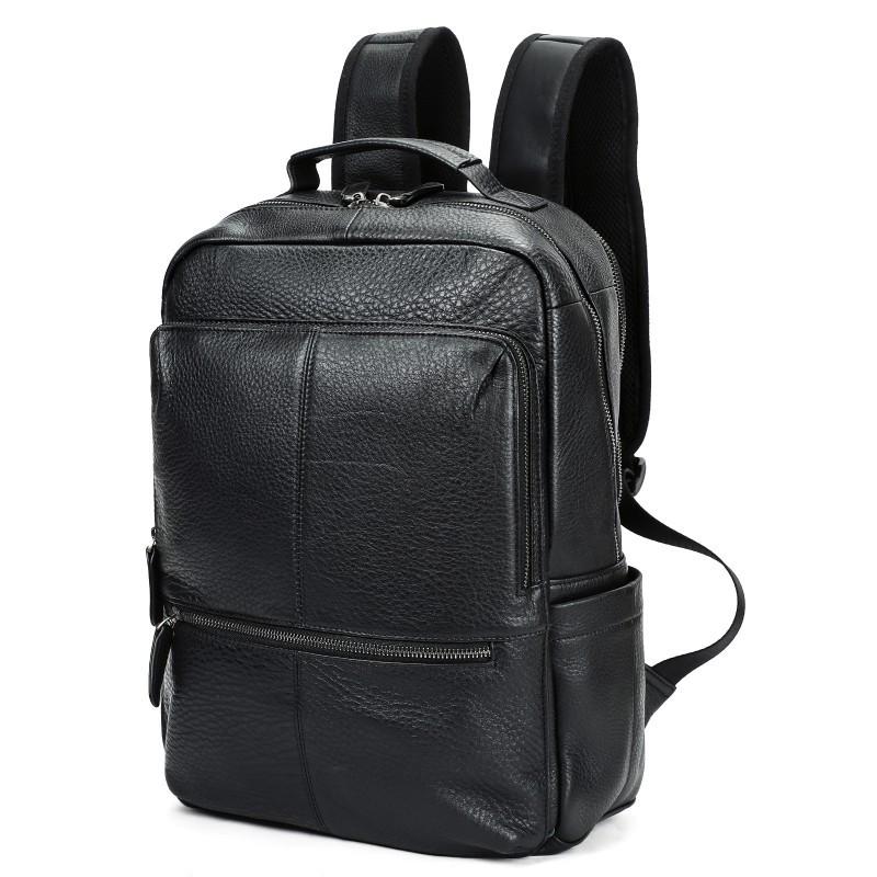 Leather Large Capacity Computer Backpack Simple Casual Travel High-end Student