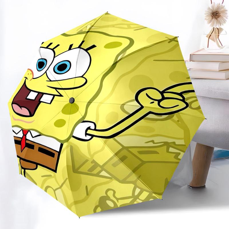 1 ks Spongebob Automatický Otevírací/Zavírací Skládací Deštník, Větruodolná Konstrukce s 8 Žebry, Lehký Cestovní Deštník pro Ženy/Muže, Ideální Dárek 0902053