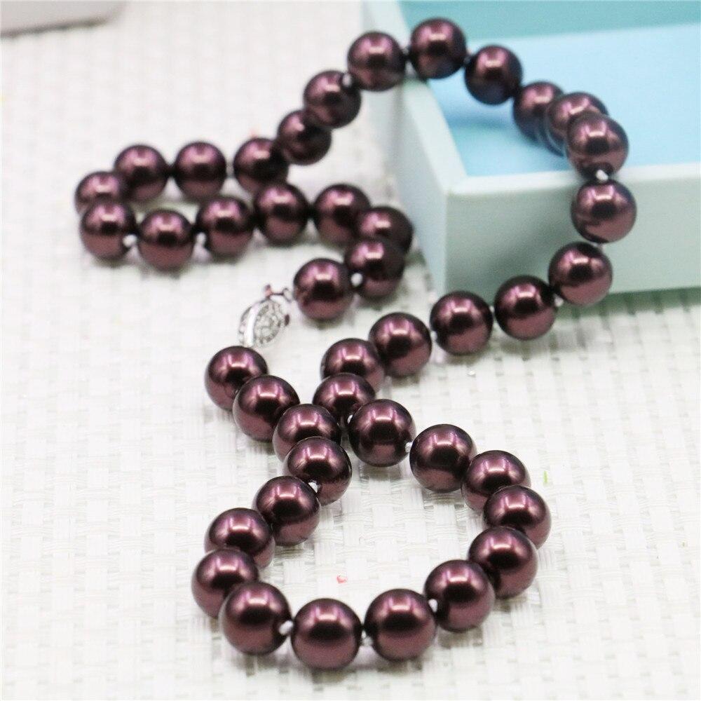 10mm Runde Braune Perlmutt Halskette Damen Mädchen Handgefertigter Schmuck Herstellung Design für Accessoire Geschenke Für Mutter