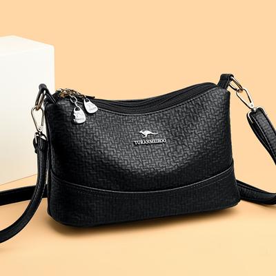 Damväska Ny Mode Damväska Mjukt Läder Trelagers Medelålders Casual Stor Kapacitet Crossbody-väska Axelväska Dam